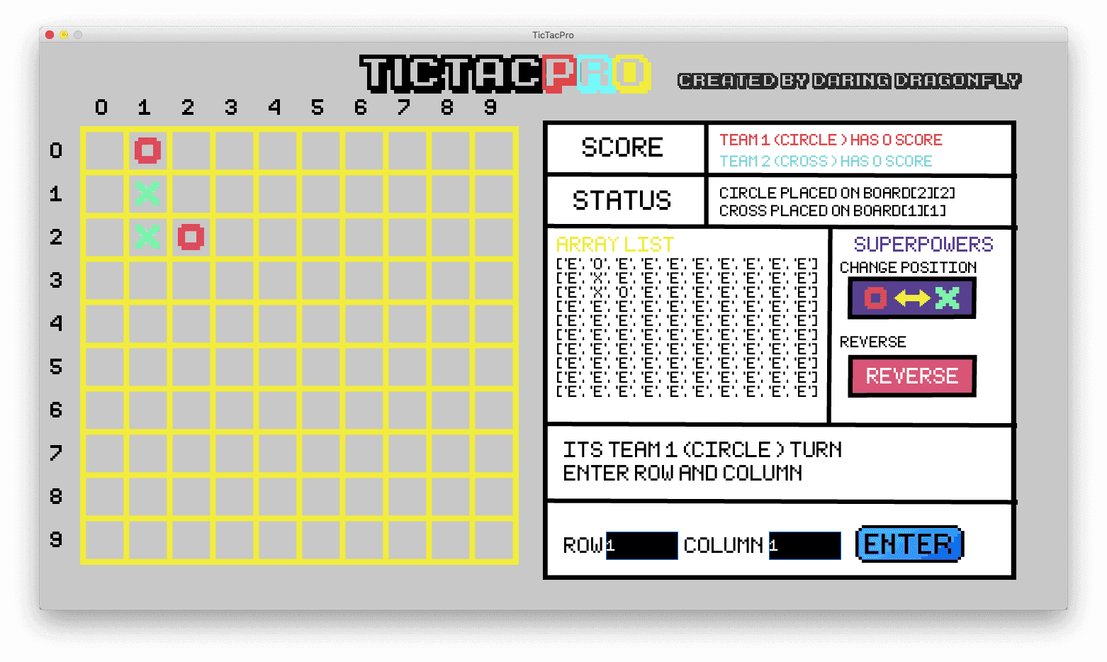 Tic-Tac-Pro with 2D array visualization in Python Processing