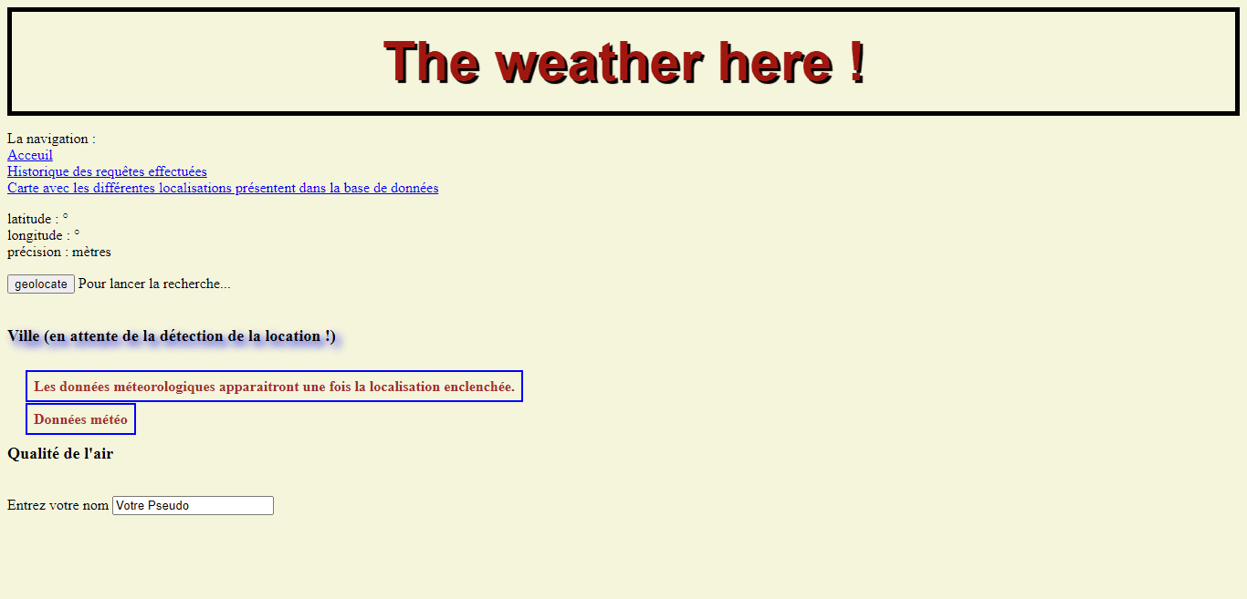 Weather, location and webcam