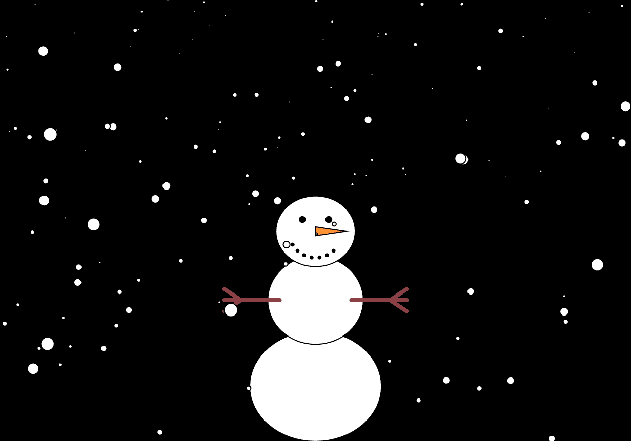 Snowman that grows from the falling snowflakes